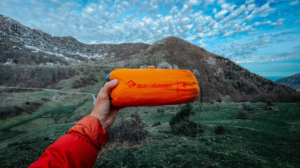 C&rsquo;est une photo à la montagne du matelas Ultralight Insulated de chez Sea To Summit. 