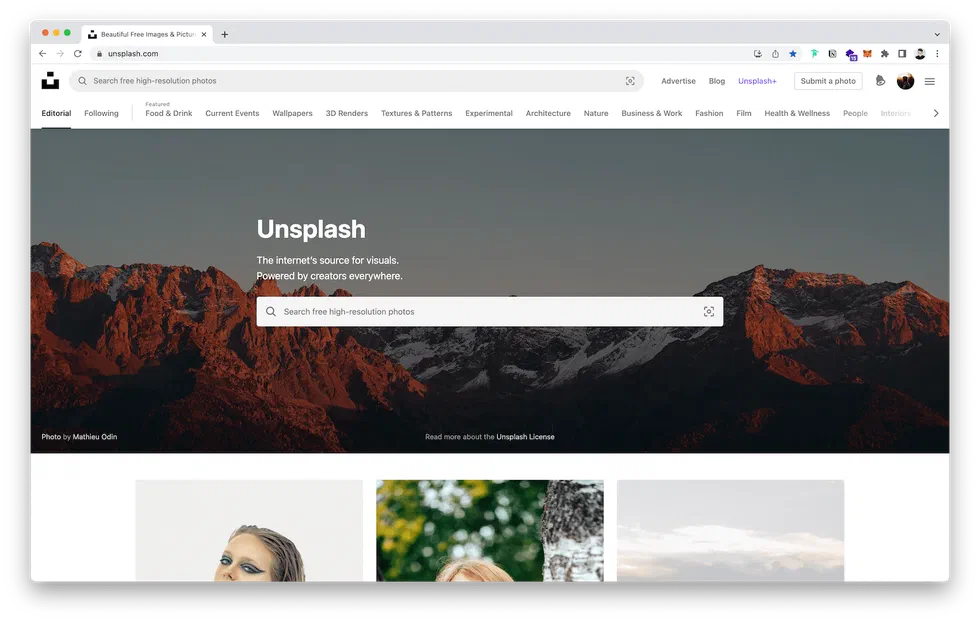 Ma photo des alpes en home page de unsplash