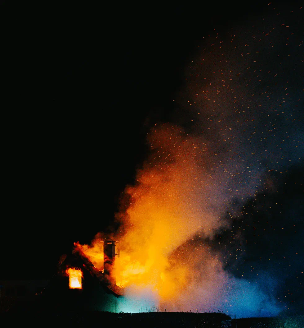 Maison en feu a Louvie Juzon le 20 janvier 2026