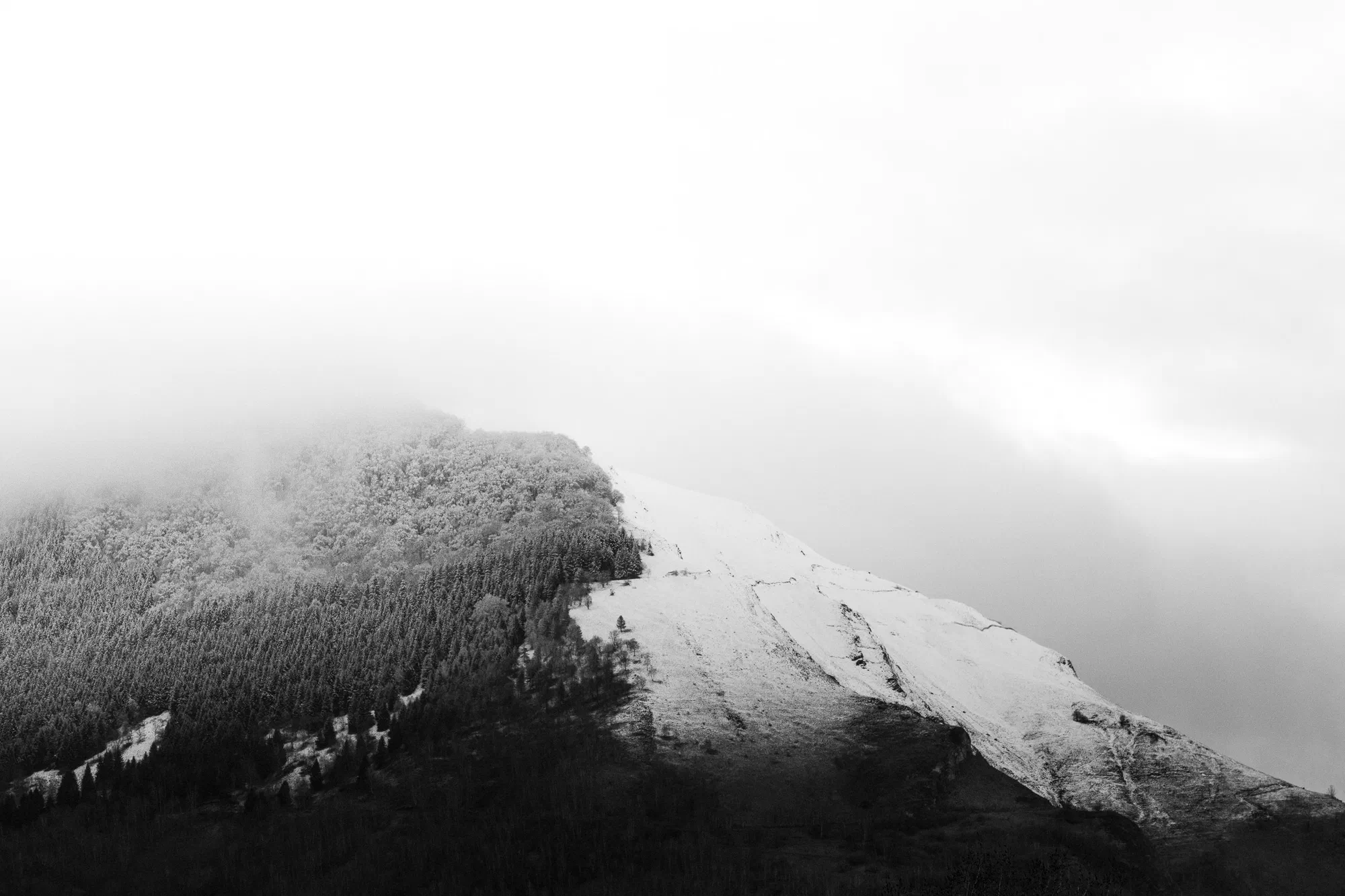 Crête blanche dans la brume